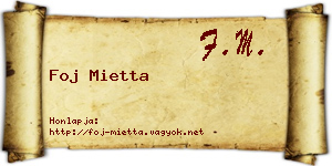 Foj Mietta névjegykártya